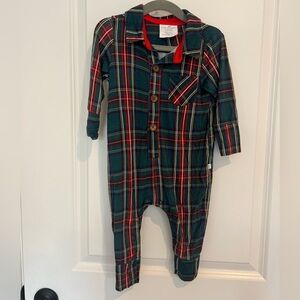 Posh Peanut Tartan Collared Romper 12-18 month